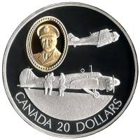 (1990) Монета Канада 1990 год 20 долларов ""  Серебро Ag 925, Позолота Серебро Ag 925  PROOF